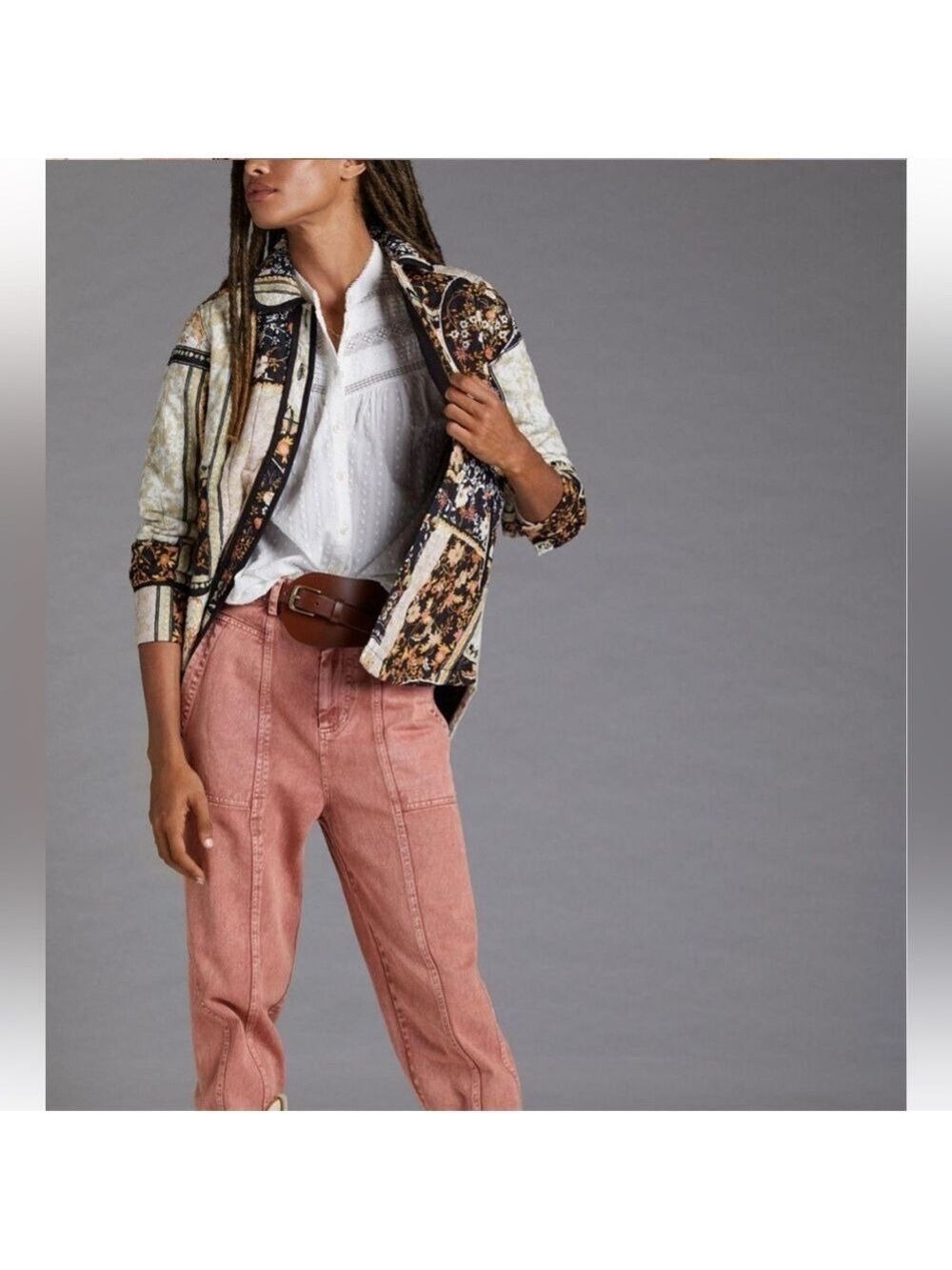 Anthropologie Jacket Patchwork Quilted Jacket Floral Boho Coat Size S - Picture 5 of 14